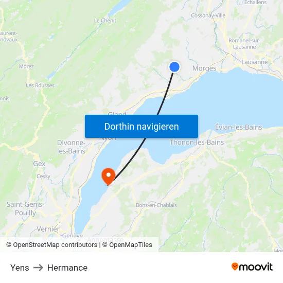 Yens to Hermance map