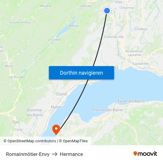 Romainmôtier-Envy to Hermance map