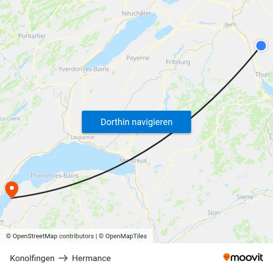 Konolfingen to Hermance map