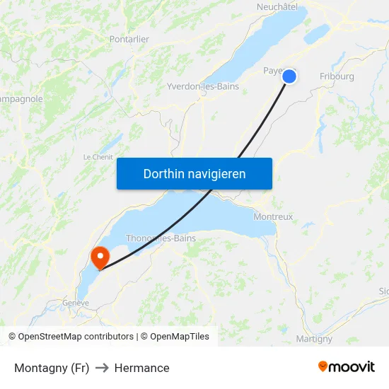 Montagny (Fr) to Hermance map