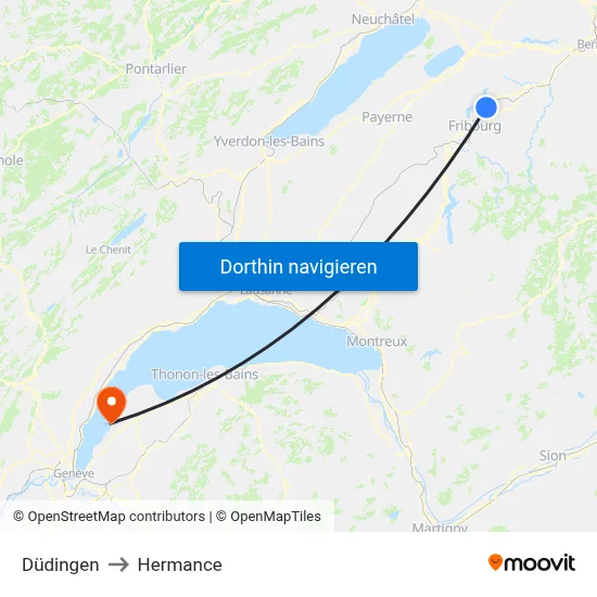 Düdingen to Hermance map
