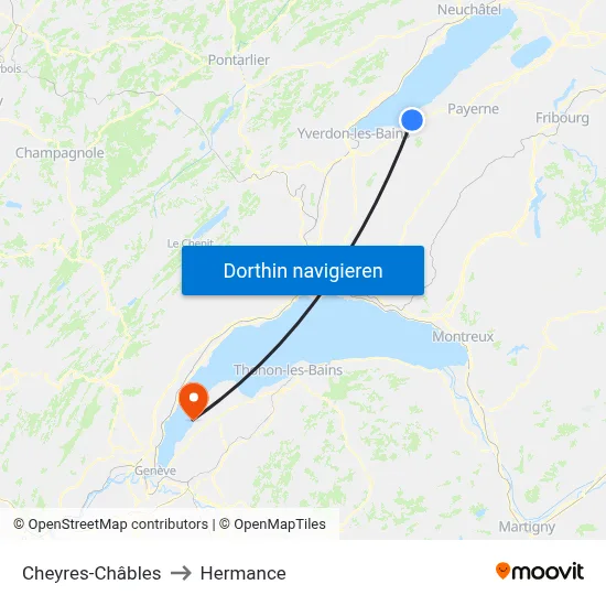 Cheyres-Châbles to Hermance map