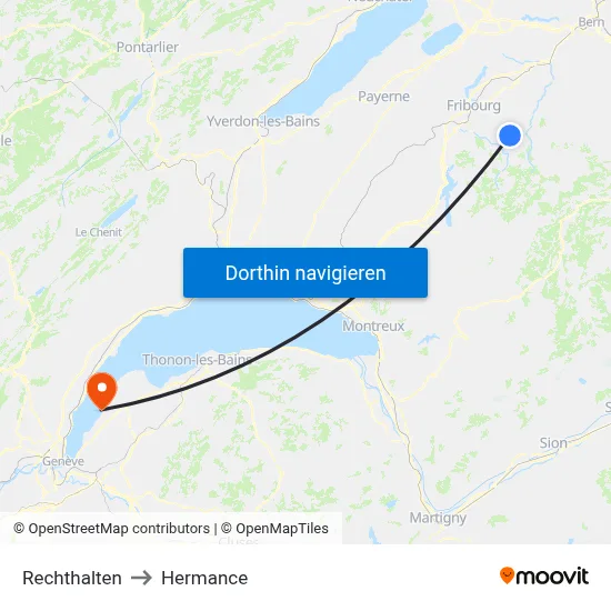 Rechthalten to Hermance map