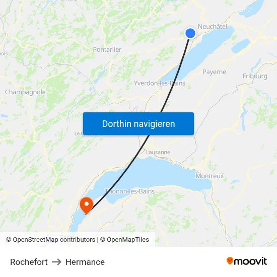 Rochefort to Hermance map