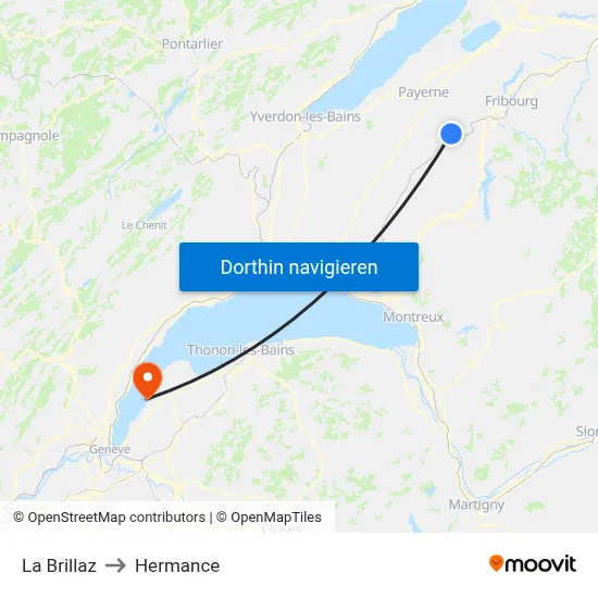 La Brillaz to Hermance map