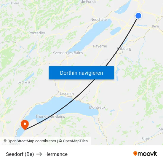 Seedorf (Be) to Hermance map