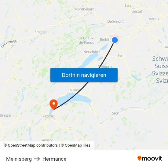Meinisberg to Hermance map
