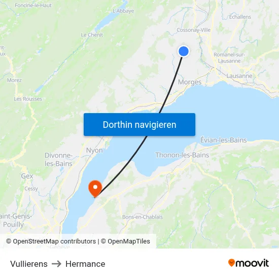 Vullierens to Hermance map