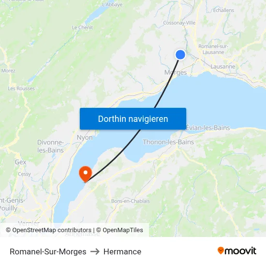 Romanel-Sur-Morges to Hermance map