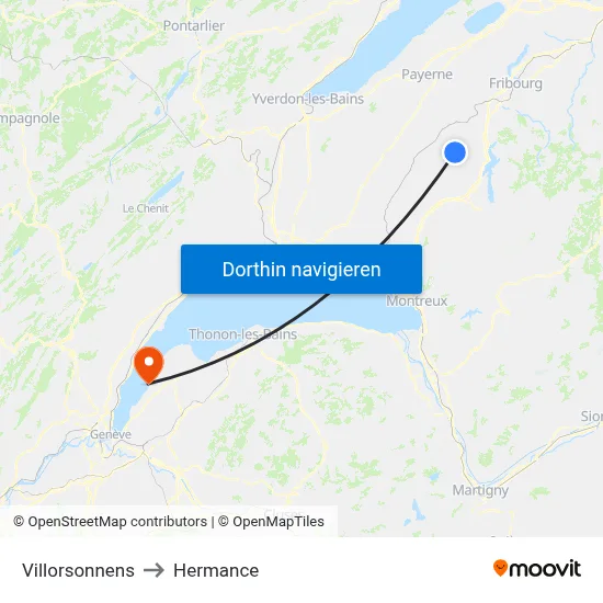 Villorsonnens to Hermance map