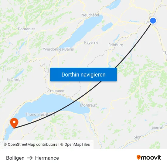 Bolligen to Hermance map