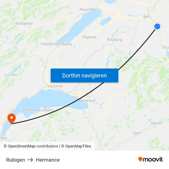 Rubigen to Hermance map