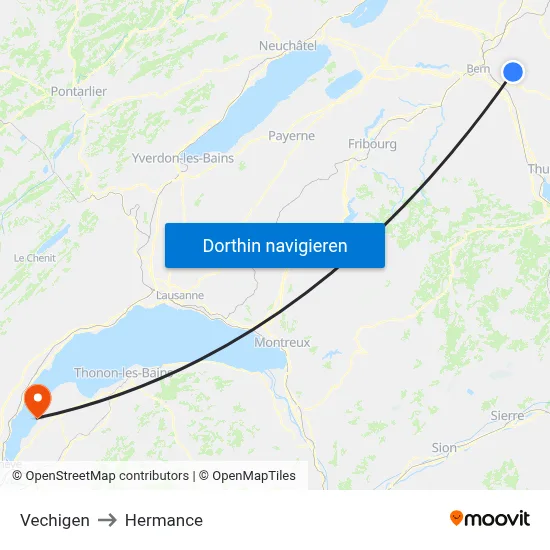 Vechigen to Hermance map