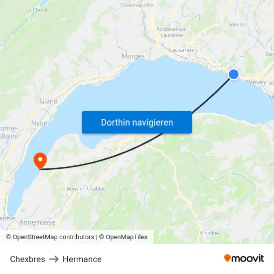 Chexbres to Hermance map