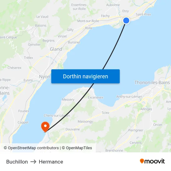 Buchillon to Hermance map