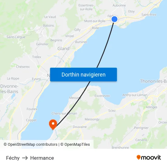 Féchy to Hermance map