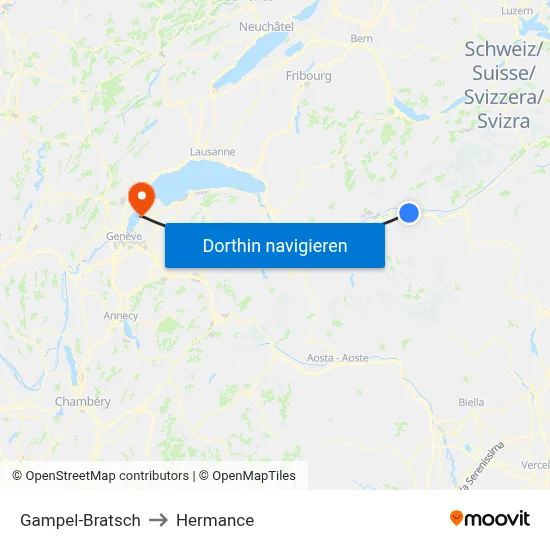 Gampel-Bratsch to Hermance map