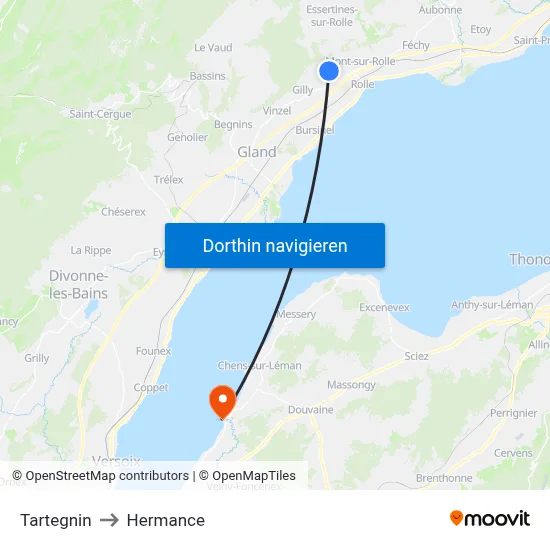 Tartegnin to Hermance map
