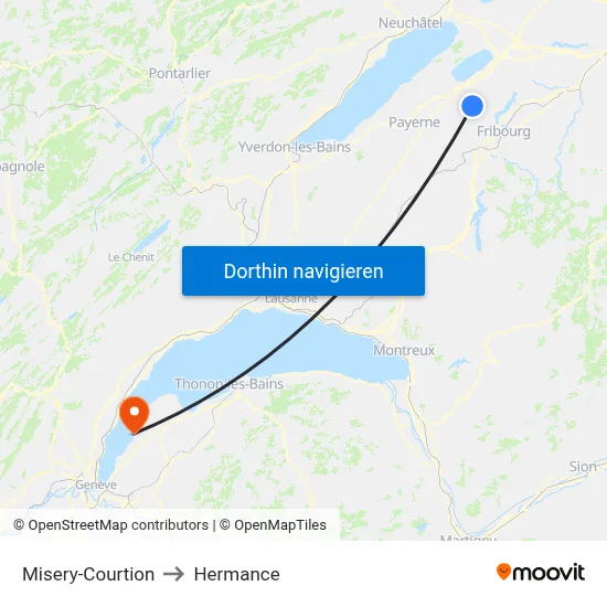 Misery-Courtion to Hermance map