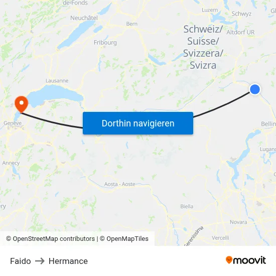 Faido to Hermance map