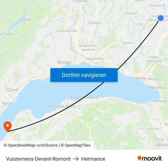 Vuisternens-Devant-Romont to Hermance map
