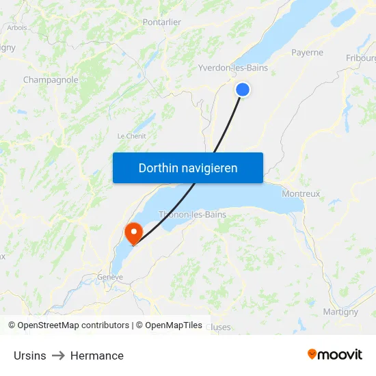 Ursins to Hermance map