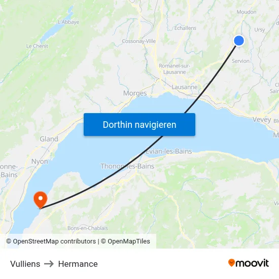 Vulliens to Hermance map