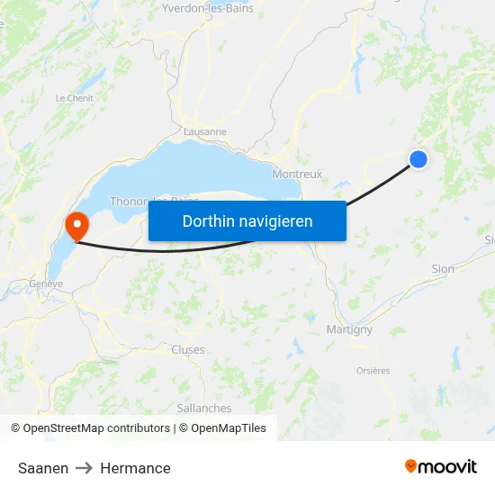 Saanen to Hermance map