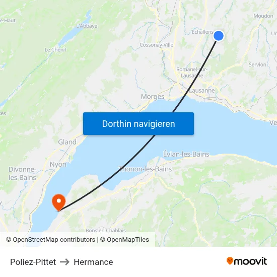 Poliez-Pittet to Hermance map