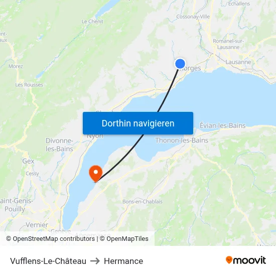 Vufflens-Le-Château to Hermance map
