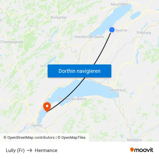 Lully (Fr) to Hermance map