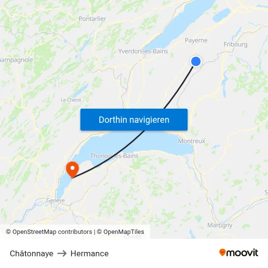 Châtonnaye to Hermance map