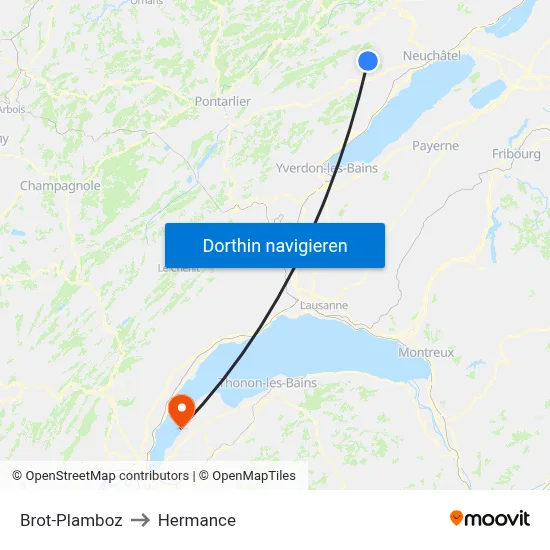 Brot-Plamboz to Hermance map