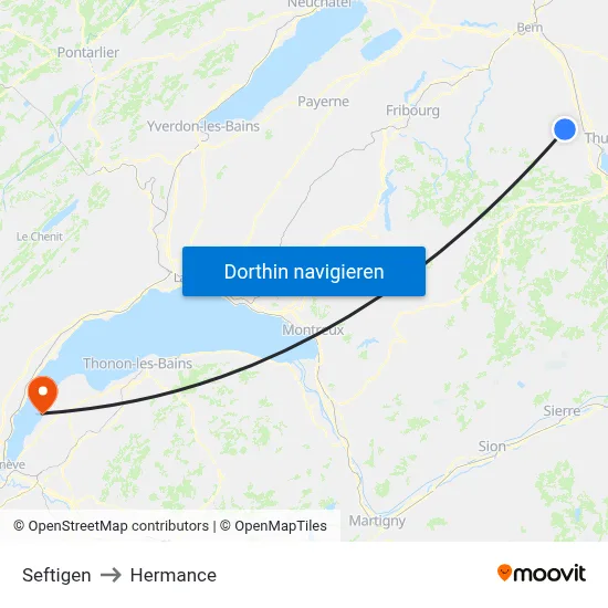 Seftigen to Hermance map