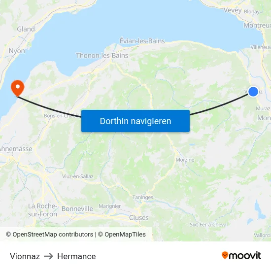 Vionnaz to Hermance map