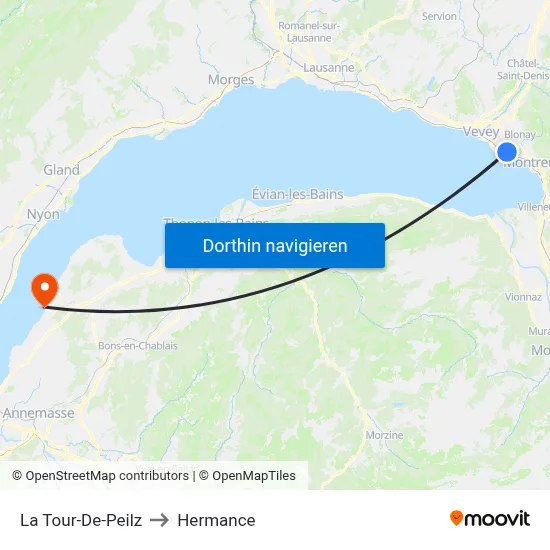 La Tour-De-Peilz to Hermance map