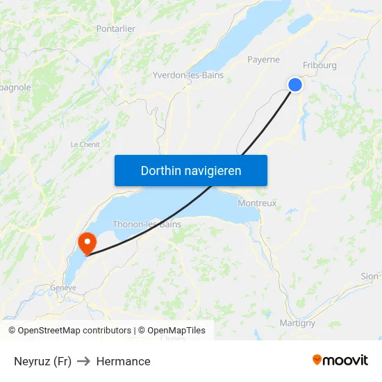 Neyruz (Fr) to Hermance map