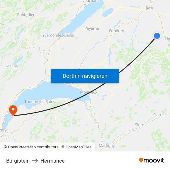 Burgistein to Hermance map