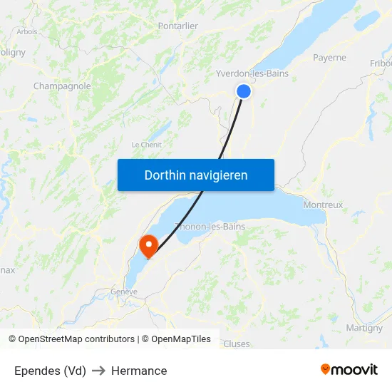 Ependes (Vd) to Hermance map