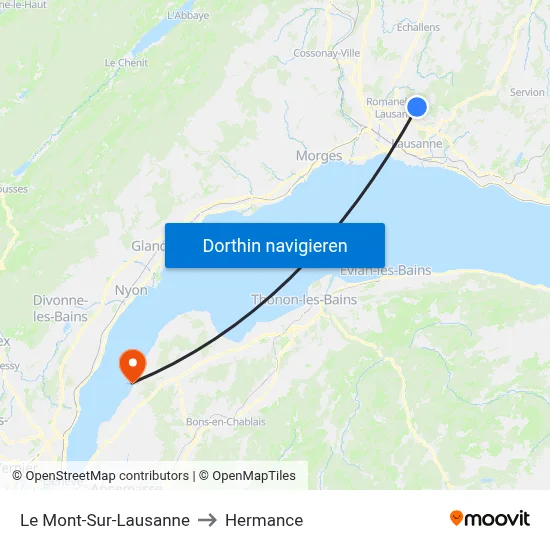 Le Mont-Sur-Lausanne to Hermance map