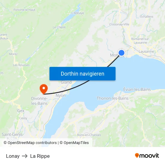 Lonay to La Rippe map
