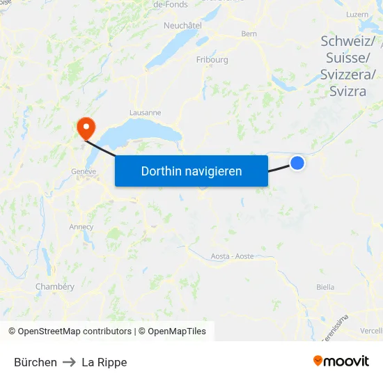 Bürchen to La Rippe map