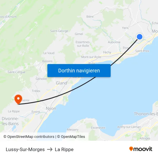 Lussy-Sur-Morges to La Rippe map