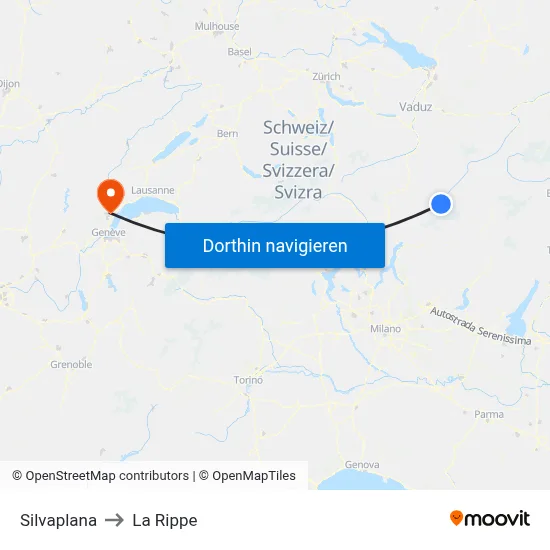 Silvaplana to La Rippe map
