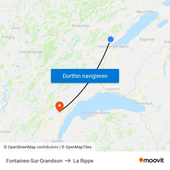 Fontaines-Sur-Grandson to La Rippe map