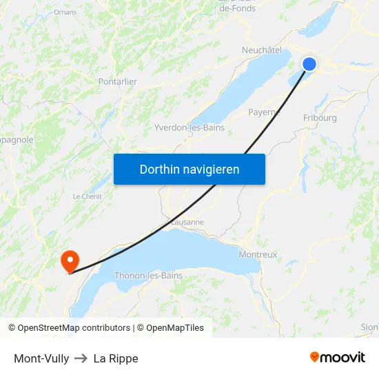 Mont-Vully to La Rippe map