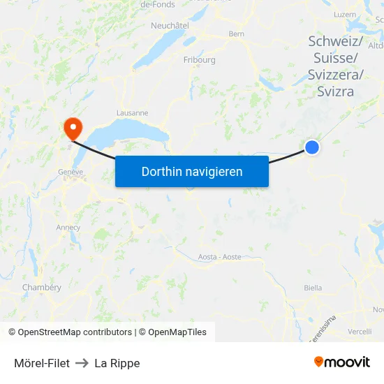 Mörel-Filet to La Rippe map