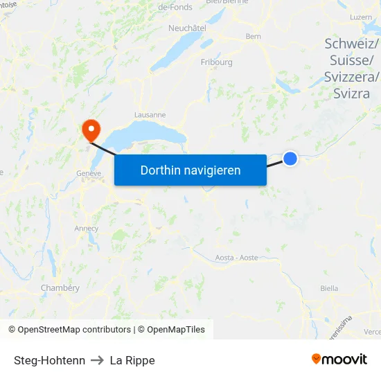 Steg-Hohtenn to La Rippe map
