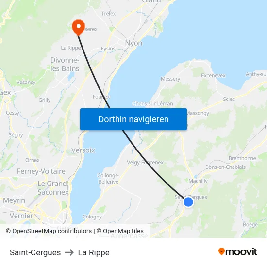 Saint-Cergues to La Rippe map