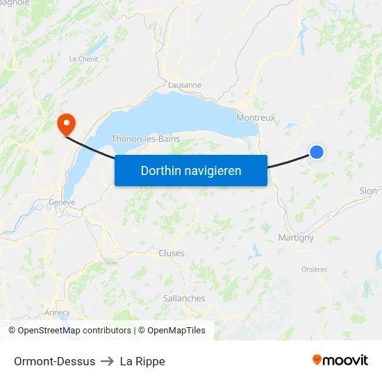 Ormont-Dessus to La Rippe map